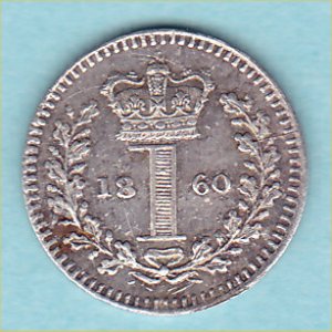 1860 Maundy Penny, Victoria, EF Reverse