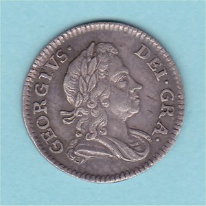 1717 Maundy Threepence, George I, EF