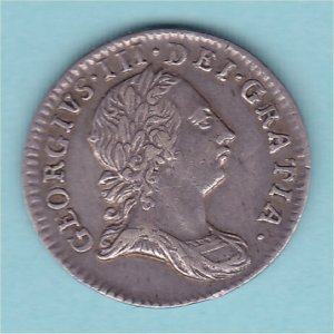 1762 Maundy Threepence, George III, aEF