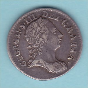 1763 Maundy Threepence, George III, gVF+