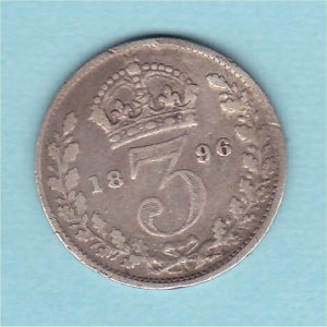 1896 Currency Threepence, Victoria, �1 Reverse