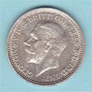 1936 Currency Threepence, George V, EF