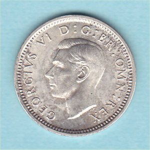 1937 Currency Threepence, George VI, aUnc
