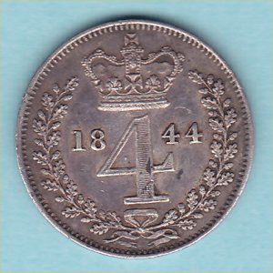 1844 Maundy Fourpence, Victoria, EF Reverse