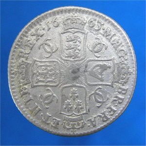 1663 Shilling, Charles II Transposed Shields, Fine Reverse