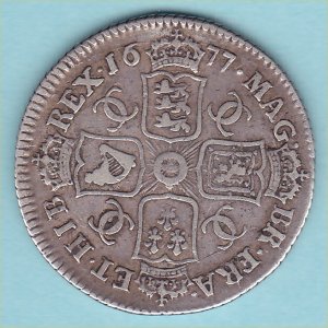 1677 Shilling, Charles II, aVF Reverse