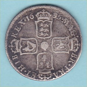 1685 Shilling, James II, gFine Reverse