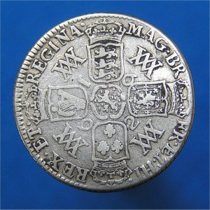 1692 Shilling RE over ET, William and Mary aFine Reverse