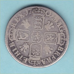1701 Shilling, William III,  Rare Plumes in angles, Fine Reverse