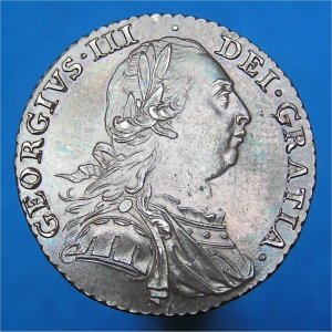1787 Shilling, George III, with hearts aUnc