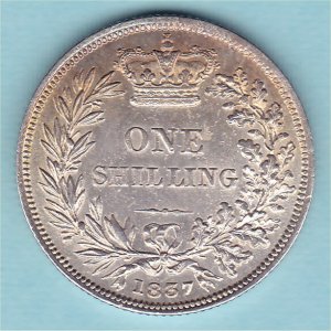 1837 (b) Shilling, William IV, aUnc Reverse