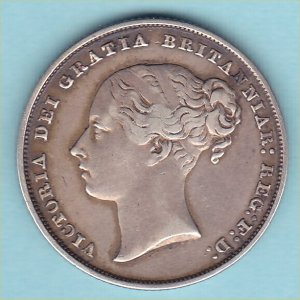1853 Shilling, Victoria, Scarce date, VF+