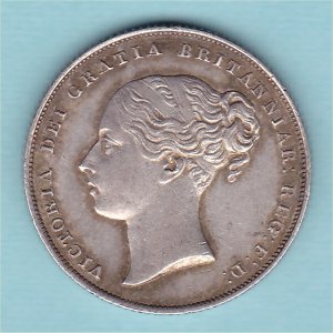 1857 Shilling, Victoria, Rare date, gEF