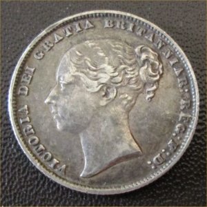 1860 Shilling, Victoria, Rare date, gVF