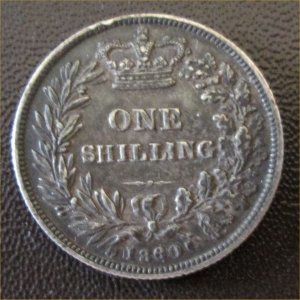 1860 Shilling, Victoria, Rare date, gVF Reverse