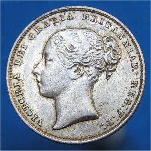 1864 Shilling, Victoria, VF or better