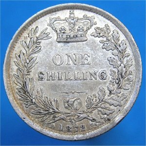 1872 Shilling, Victoria, VF Reverse