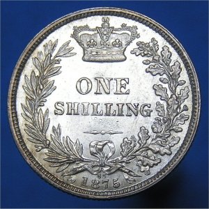 1875 Shilling, Victoria, aUnc Reverse