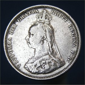 1889 Shilling, Victoria, small head, gF/aVF
