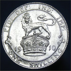 1910 Shilling, Edward VII, aEF Reverse