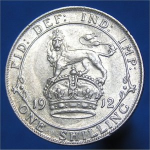1912 Shilling, George V, EF Reverse