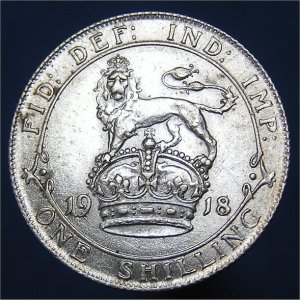 1918 Shilling, George V, EF Reverse