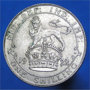 1922 Shilling, George V, EF Reverse