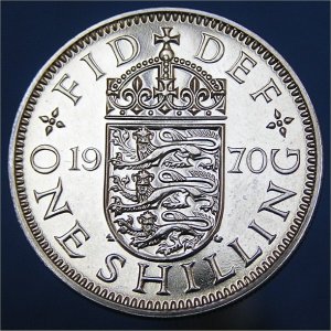 1970 Shilling, English Proof, Elizabeth II, Unc Reverse