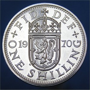 1970 Shilling, Scottish Proof, Elizabeth II, Unc Reverse