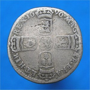 1696Y Sixpence, William III, fair/nF Reverse
