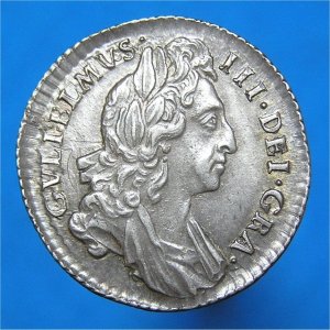 1697 Sixpence, William III, aUnc