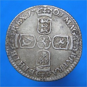1701 Sixpence, William III, gFine Reverse
