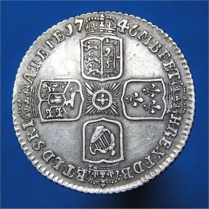 1746 Lima Sixpence, George II, VF+/EF Reverse